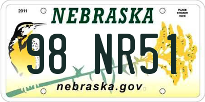 NE license plate 98NR51