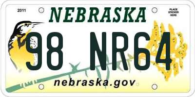 NE license plate 98NR64