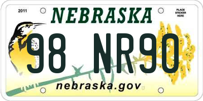NE license plate 98NR90