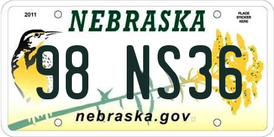NE license plate 98NS36