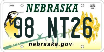 NE license plate 98NT26