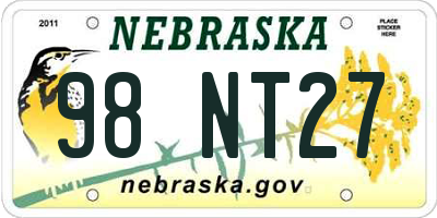NE license plate 98NT27