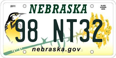 NE license plate 98NT32