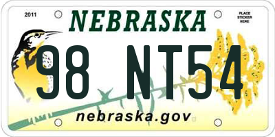 NE license plate 98NT54
