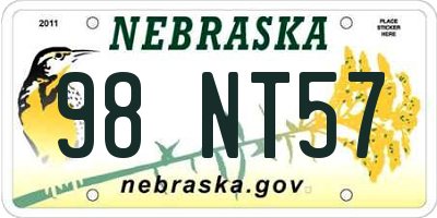 NE license plate 98NT57