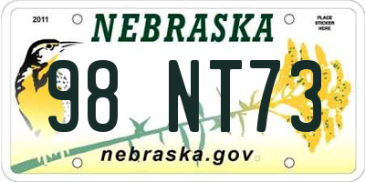 NE license plate 98NT73