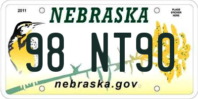 NE license plate 98NT90