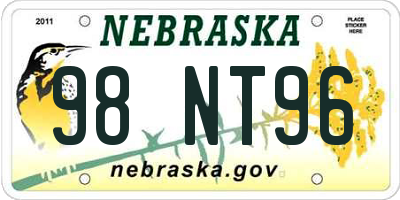 NE license plate 98NT96