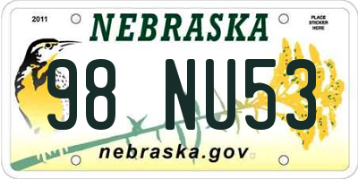NE license plate 98NU53