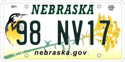 NE license plate 98NV17