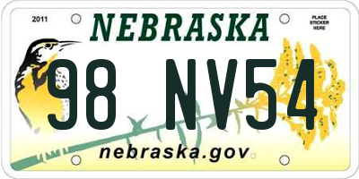 NE license plate 98NV54