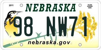 NE license plate 98NW71
