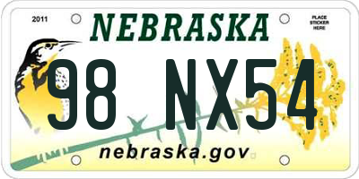 NE license plate 98NX54
