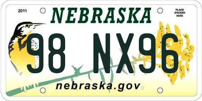 NE license plate 98NX96