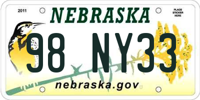 NE license plate 98NY33