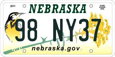 NE license plate 98NY37