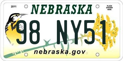 NE license plate 98NY51