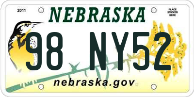 NE license plate 98NY52