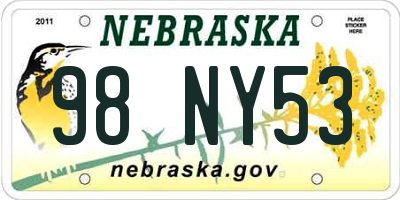 NE license plate 98NY53