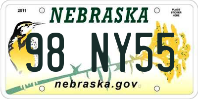 NE license plate 98NY55