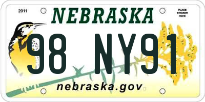 NE license plate 98NY91