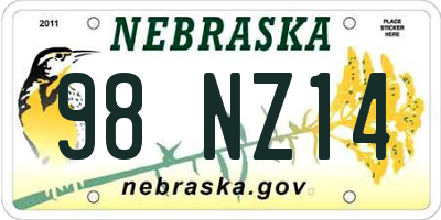 NE license plate 98NZ14