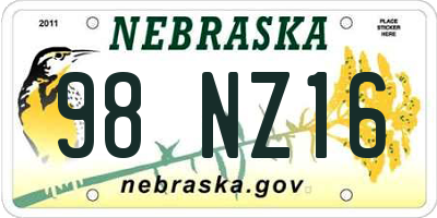 NE license plate 98NZ16