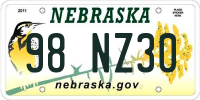 NE license plate 98NZ30