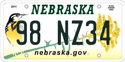 NE license plate 98NZ34