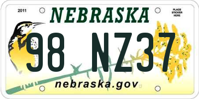 NE license plate 98NZ37