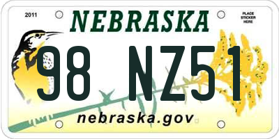 NE license plate 98NZ51