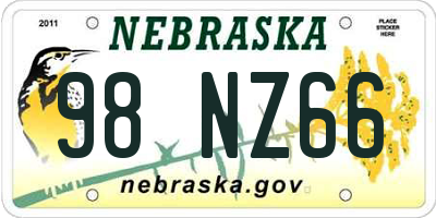 NE license plate 98NZ66
