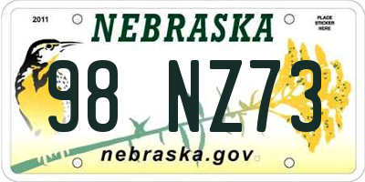 NE license plate 98NZ73