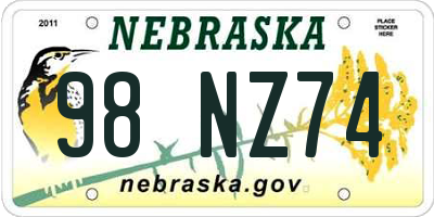 NE license plate 98NZ74