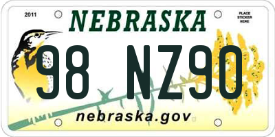 NE license plate 98NZ90