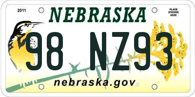 NE license plate 98NZ93