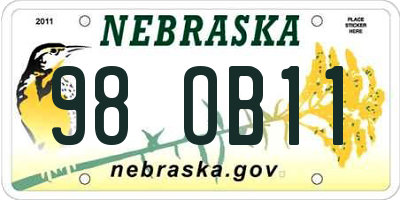 NE license plate 98OB11