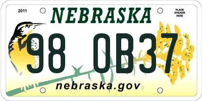 NE license plate 98OB37