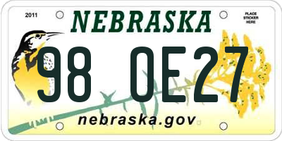 NE license plate 98OE27
