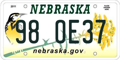 NE license plate 98OE37