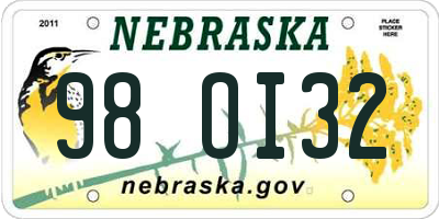 NE license plate 98OI32