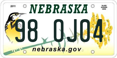 NE license plate 98OJ04