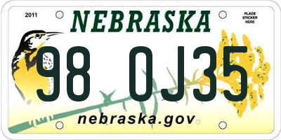 NE license plate 98OJ35