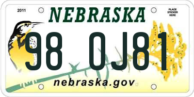 NE license plate 98OJ81