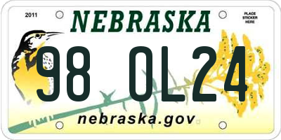 NE license plate 98OL24