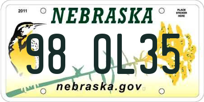 NE license plate 98OL35