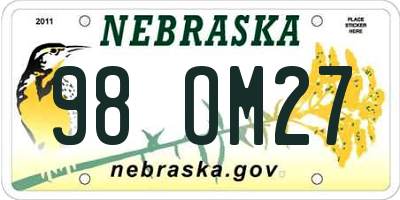 NE license plate 98OM27