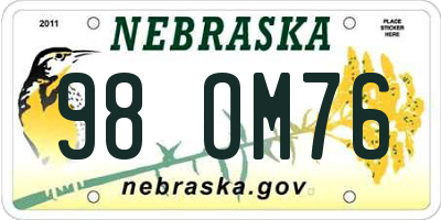 NE license plate 98OM76