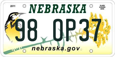 NE license plate 98OP37