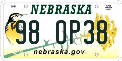 NE license plate 98OP38
